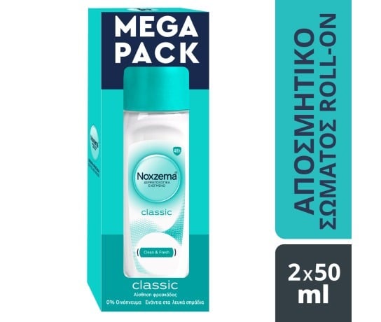 Noxzema  1+1 Noxzema Deo Roll On Classic-Γυναικείο Αντιιδρωτικό Αποσμητικό, 2x50ml